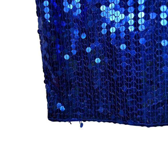 Vintage 80s Navy Blue Square Neck Short Sleeve Mini Dress M - Picture 5 of 5